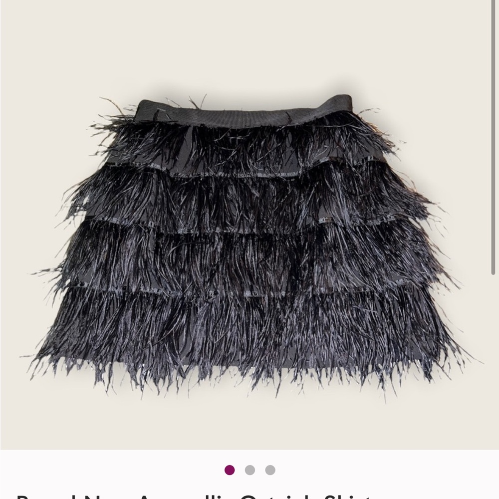 Max Studio Black Layered Feathered/Ostrich Mini Skirt